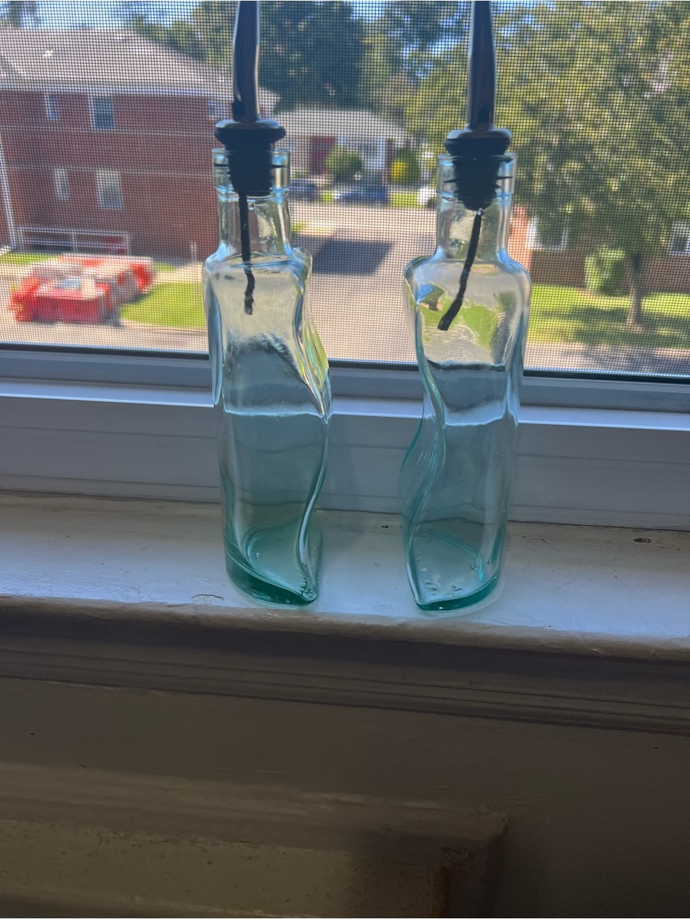 Glass Olive Oil Dispenser Bottle Set - Aqua Green